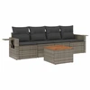 Image de vidaXL Ensemble de salon de jardin 5 pièces avec coussins Gris Poly rotin