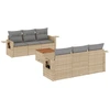 Image de vidaXL Ensemble de salon de jardin 7 pièces avec coussins Beige Poly Rattan