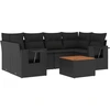 Image de vidaXL Ensemble de salon de jardin 7 pièces avec coussins noir poly rotin