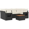 Image de vidaXL Ensemble de salon de jardin 7 pièces avec coussins noir poly rotin