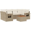 Image de vidaXL Ensemble de salon de jardin 7 pièces avec coussins Beige Poly Rattan