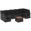 Image de vidaXL Ensemble de jardin canapé 8 pièces avec coussins noir poly rotin