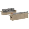Image de vidaXL Ensemble de salon de jardin 9 pièces avec coussins beige Poly rotin