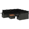Image de vidaXL Ensemble de salon de jardin 9 pièces avec coussins noir poly rotin