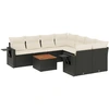 Image de vidaXL Ensemble de salon de jardin 9 pièces avec coussins noir poly rotin