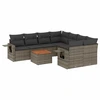 Image de vidaXL Ensemble de salon de jardin 9 pièces avec coussins Gris Poly rotin