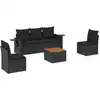 Image de vidaXL Ensemble de salon de jardin 6 pièces avec coussins noir poly rotin