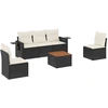 Image de vidaXL Ensemble de salon de jardin 6 pièces avec coussins noir poly rotin