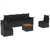 Image de vidaXL Ensemble de salon de jardin 7 pièces avec coussins noir poly rotin