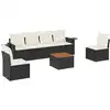 Image de vidaXL Ensemble de salon de jardin 7 pièces avec coussins noir poly rotin