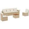 Image de vidaXL Ensemble de salon de jardin 7 pièces avec coussins Beige Poly Rattan