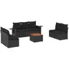 Image de vidaXL Ensemble de jardin canapé 8 pièces avec coussins noir poly rotin