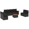 Image de vidaXL Ensemble de salon de jardin 9 pièces avec coussins noir poly rotin