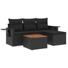 Image de vidaXL Ensemble de salon de jardin 5 pièces avec coussins noir poly rotin
