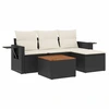 Image de vidaXL Ensemble de salon de jardin 5 pièces avec coussins noir poly rotin