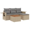 Image de vidaXL Ensemble de salon de jardin 5 pièces avec coussins Beige Poly Rattan