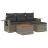 Image de vidaXL Ensemble de salon de jardin 5 pièces avec coussins Gris Poly rotin