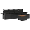 Image de vidaXL Ensemble de salon de jardin 6 pièces avec coussins noir poly rotin