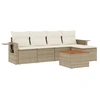 Image de vidaXL Ensemble de salon de jardin 6 pièces avec coussins Beige Poly Rattan