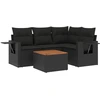 Image de vidaXL Ensemble de salon de jardin 5 pièces avec coussins noir poly rotin