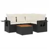 Image de vidaXL Ensemble de salon de jardin 5 pièces avec coussins noir poly rotin