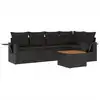 Image de vidaXL Ensemble de salon de jardin 6 pièces avec coussins noir poly rotin