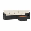 Image de vidaXL Ensemble de salon de jardin 6 pièces avec coussins noir poly rotin