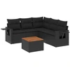 Image de vidaXL Ensemble de salon de jardin 6 pièces avec coussins noir poly rotin