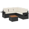 Image de vidaXL Ensemble de salon de jardin 6 pièces avec coussins noir poly rotin