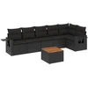 Image de vidaXL Ensemble de salon de jardin 7 pièces avec coussins noir poly rotin