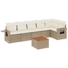 Image de vidaXL Ensemble de salon de jardin 7 pièces avec coussins Beige Poly Rattan