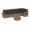 Image de vidaXL Ensemble de salon de jardin 7 pièces avec coussins Gris Poly rotin