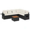 Image de vidaXL Ensemble de salon de jardin 7 pièces avec coussins noir poly rotin