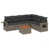 Image de vidaXL Ensemble de salon de jardin 7 pièces avec coussins Gris Poly rotin