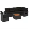 Image de vidaXL Ensemble de salon de jardin 7 pièces avec coussins noir poly rotin