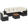 Image de vidaXL Ensemble de salon de jardin 7 pièces avec coussins noir poly rotin