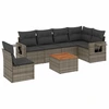 Image de vidaXL Ensemble de salon de jardin 7 pièces avec coussins Gris Poly rotin