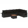 Image de vidaXL Ensemble de jardin canapé 8 pièces avec coussins noir poly rotin