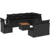 Image de vidaXL Ensemble de salon de jardin 9 pièces avec coussins noir poly rotin