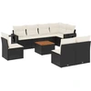 Image de vidaXL Ensemble de salon de jardin 9 pièces avec coussins noir poly rotin