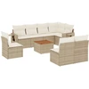 Image de vidaXL Ensemble de salon de jardin 9 pièces avec coussins beige Poly rotin