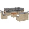 Image de vidaXL Ensemble de salon de jardin 9 pièces avec coussins beige Poly rotin