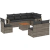 Image de vidaXL Ensemble de salon de jardin 9 pièces avec coussins Gris Poly rotin