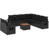 Image de vidaXL Ensemble de 10 canapés de jardin avec coussins noir poly rotin