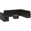 Image de vidaXL Ensemble de salon de jardin 11 pièces avec coussins noir poly rotin