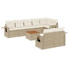 Image de vidaXL Ensemble de salon de jardin 9 pièces avec coussins beige Poly rotin