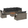 Image de vidaXL Ensemble de salon de jardin 9 pièces avec coussins Gris Poly rotin