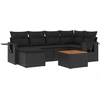 Image de vidaXL Ensemble de salon de jardin 7 pièces avec coussins noir poly rotin