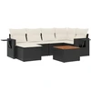 Image de vidaXL Ensemble de salon de jardin 7 pièces avec coussins noir poly rotin