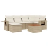 Image de vidaXL Ensemble de salon de jardin 7 pièces avec coussins Beige Poly Rattan